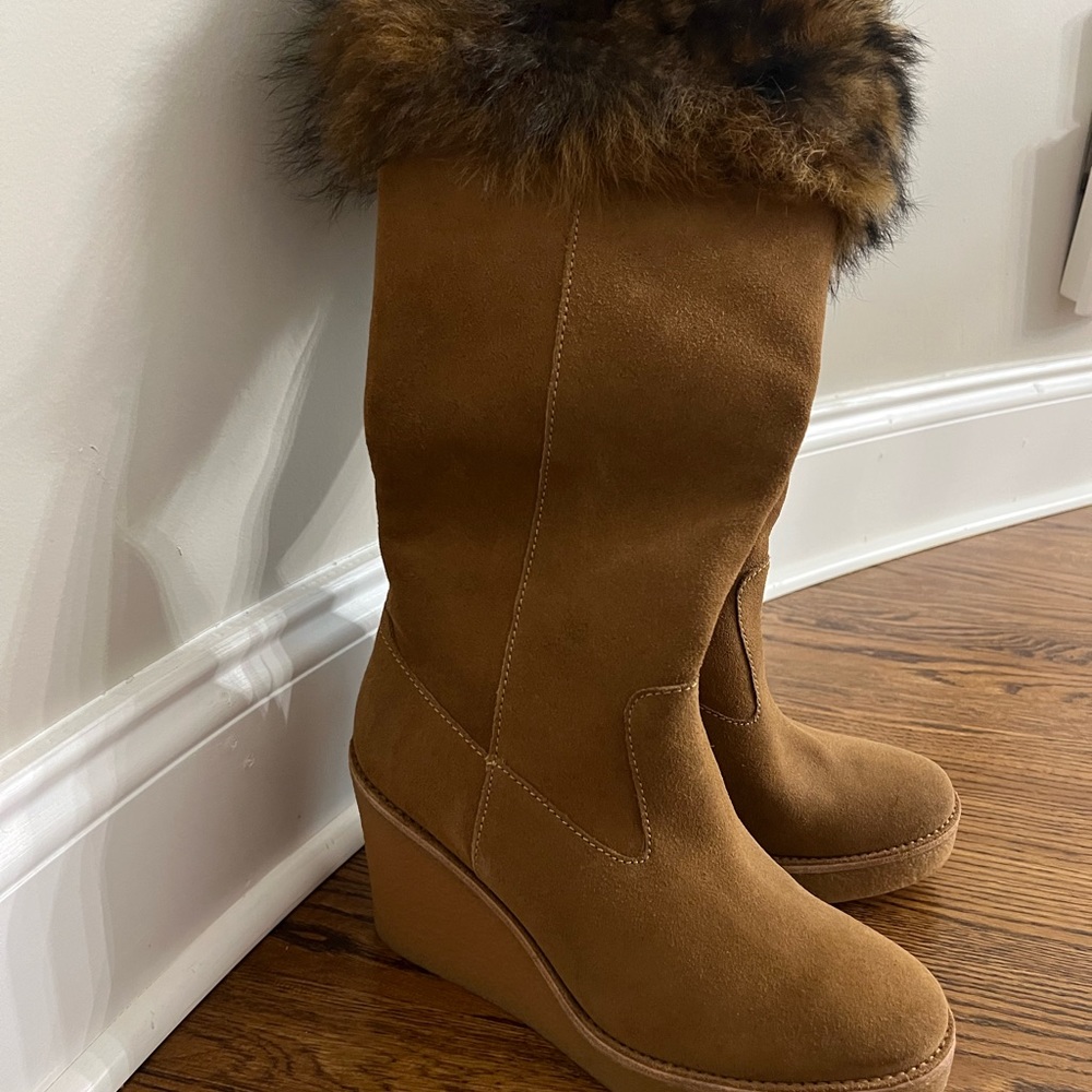 Ugg Wedge fur trim boots